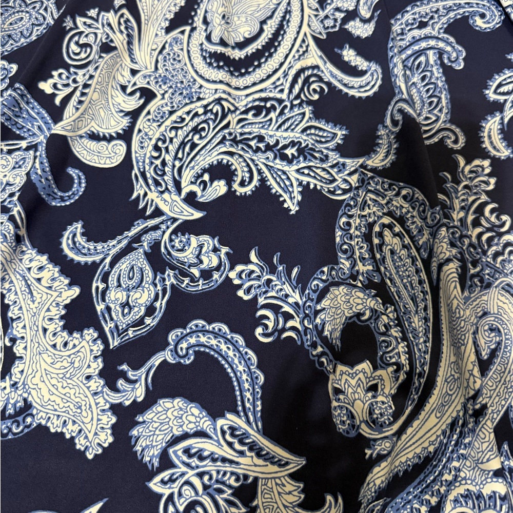 Talbots Navy Paisley 3/4 Sleeve Shift Dress Size S Small Polyester Spandex - Picture 2 of 7